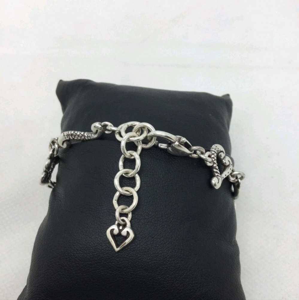 Brighton Silvertone Heart Link Bracelet 8" - Picture 3 of 4